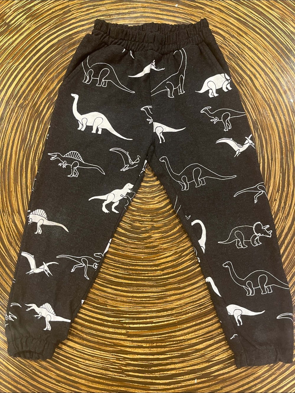 Chaser Black Pajama Bottoms with White Dinosaur Print